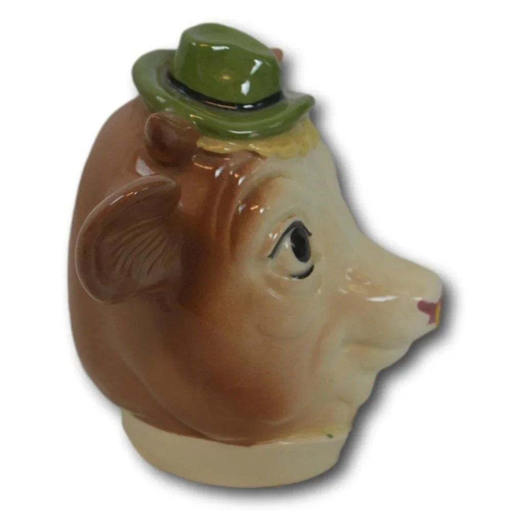 Vintage Borden Cow / Bull Head with Hat Figurine Advertising
